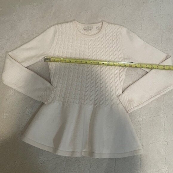 Ted Baker Cream Peplum Cable Knit Sweater – SZ 4 - Picture 6 of 15